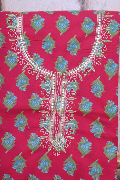 Jaipuri Hand Embroidered Cotton Kurti - SSEthnics