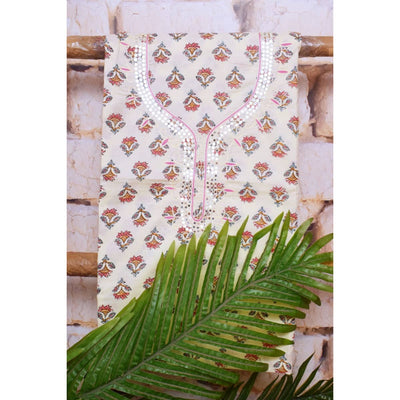 Jaipuri Hand Embroidered Cotton Kurti - SSEthnics