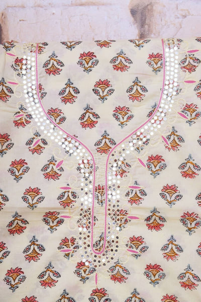 Jaipuri Hand Embroidered Cotton Kurti - SSEthnics