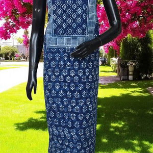 Indigo Mirror Work Kurti Fabric