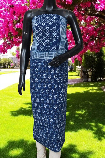 Indigo Mirror Work Kurti Fabric