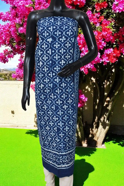 Indigo Mirror Work Kurti Fabric