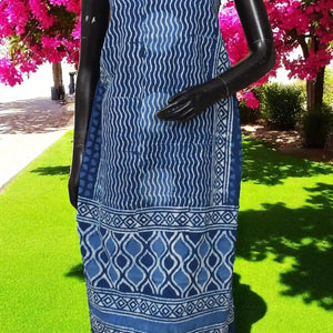 Indigo Mirror Work Kurti Fabric