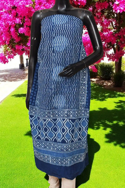 Indigo Mirror Work Kurti Fabric