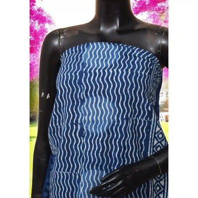 Indigo Mirror Work Kurti Fabric