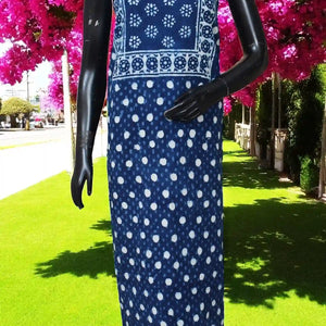 Indigo Mirror Work Kurti Fabric