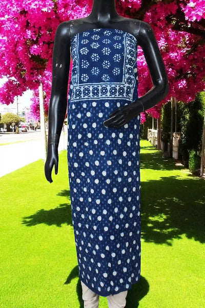 Indigo Mirror Work Kurti Fabric
