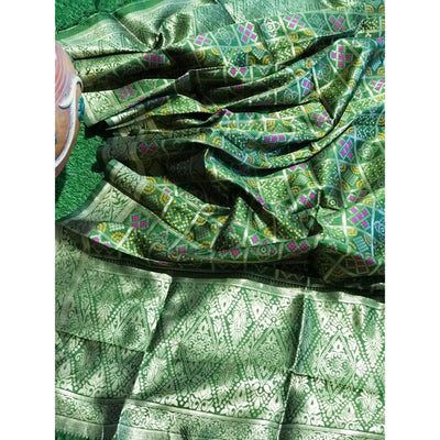 Green Banarasi Woven Art Silk Dupatta