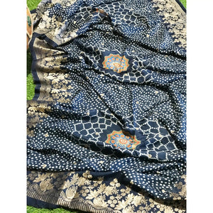 Black Banarasi Woven Art Silk Dupatta