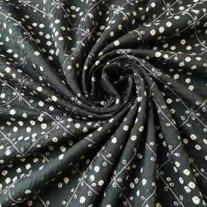 Grey Bandhani Cotton Designer Suit With Embroidery