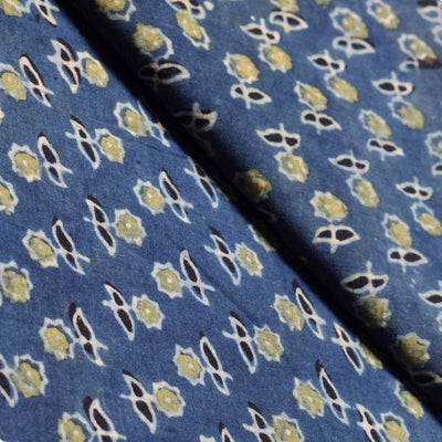 Blue Ajrakh Special Triple Block Cotton Fabric