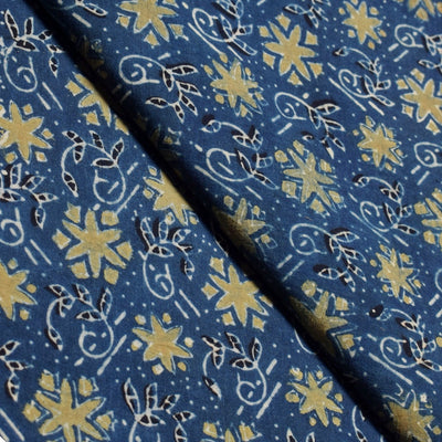 Blue Ajrakh Special Triple Block Cotton Fabric