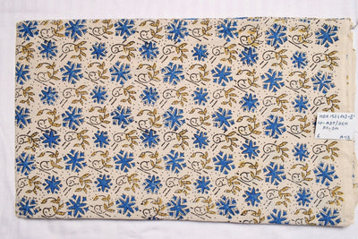 Cream Ajrakh Special Triple Block Cotton Fabric (Cut Piece 2 Meter)