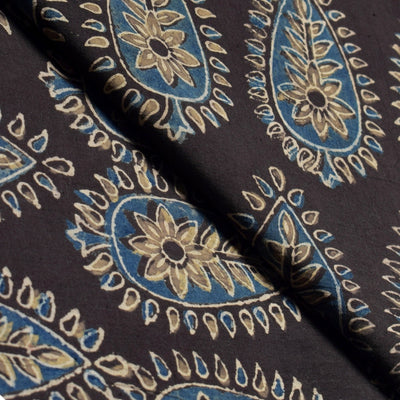 Black Ajrakh Special Triple Block Cotton Fabric