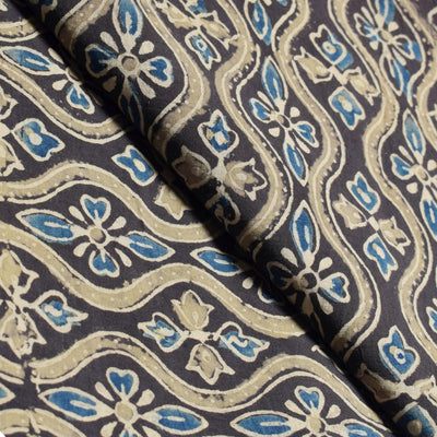 Black Ajrakh Special Triple Block Cotton Fabric
