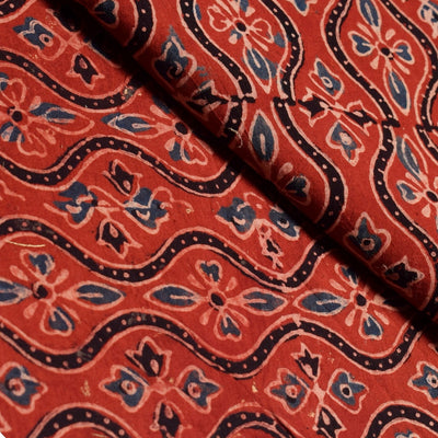 Madder Ajrakh Special Triple Block Cotton Fabric