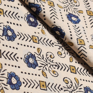 Cream Ajrakh Special Triple Block Cotton Fabric (Cut Piece 75CM)