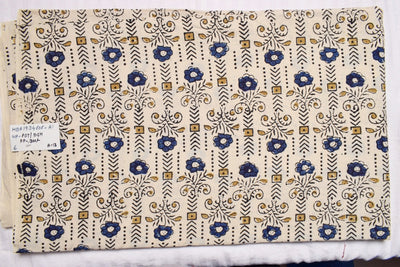 Cream Ajrakh Special Triple Block Cotton Fabric (Cut Piece 75CM)