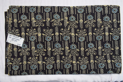 Black Ajrakh Special Triple Block Cotton Fabric (Cut Piece 1.85 Meter)
