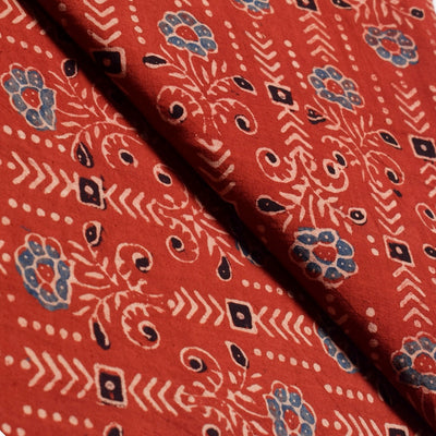 Madder Ajrakh Special Triple Block Cotton Fabric