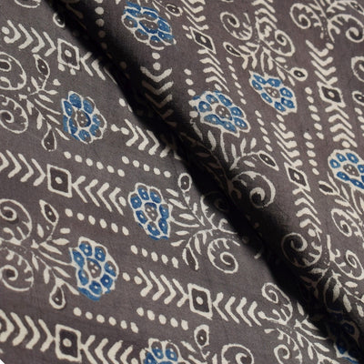 Black Ajrakh Special Triple Block Cotton Fabric