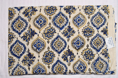 Cream Ajrakh Special Triple Block Cotton Fabric