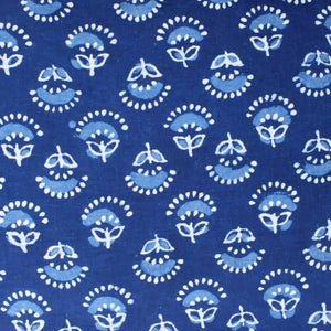 Indigo Dabu Block Print Cotton Fabric