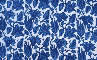 Indigo Dabu Block Print Cotton Fabric