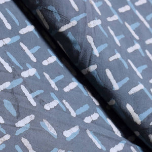 Indigo Dabu Block Print Cotton Fabric