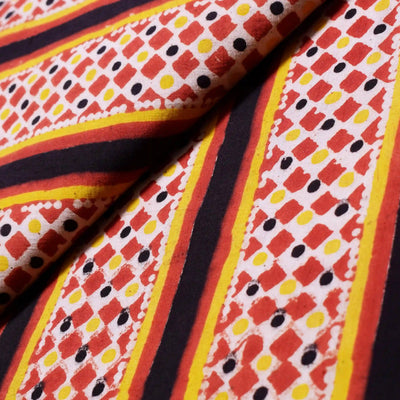 Kalamkari screen print cotton fabric with quirky Andhra-inspired motifs