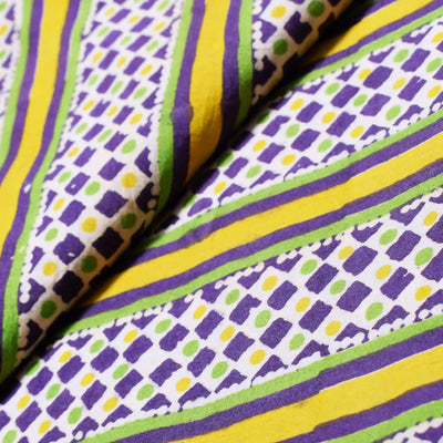 Kalamkari screen print cotton fabric with quirky Andhra-inspired motifs