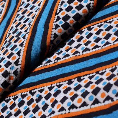 Kalamkari screen print cotton fabric with quirky Andhra-inspired motifs