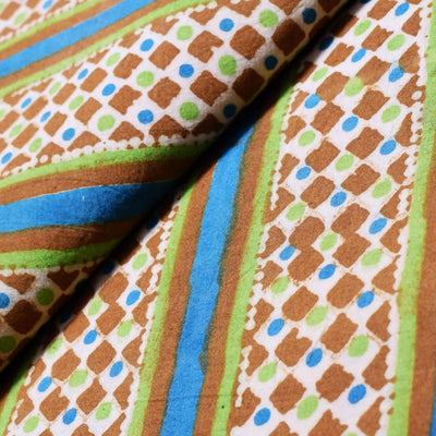 Kalamkari screen print cotton fabric with quirky Andhra-inspired motifs