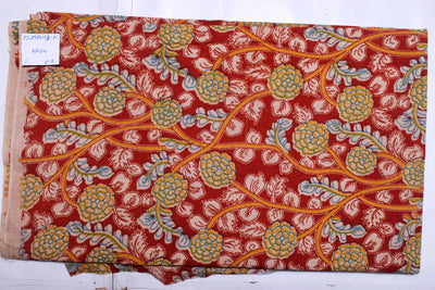Kalamkari screen print cotton fabric with quirky Andhra-inspired motifs