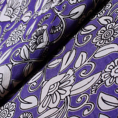 Kalamkari screen print cotton fabric with quirky Andhra-inspired motifs