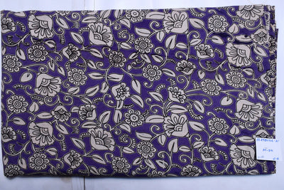 Kalamkari screen print cotton fabric with quirky Andhra-inspired motifs