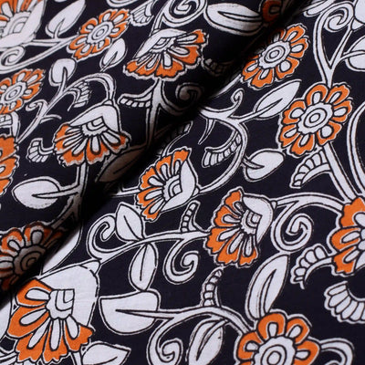 Kalamkari screen print cotton fabric with quirky Andhra-inspired motifs