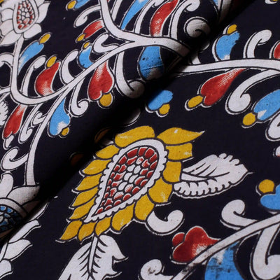 Kalamkari screen print cotton fabric with quirky Andhra-inspired motifs