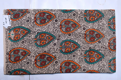 Kalamkari screen print cotton fabric with quirky Andhra-inspired motifs