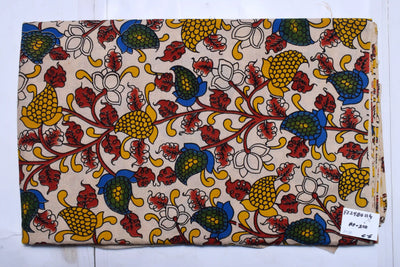 Kalamkari screen print cotton fabric with quirky Andhra-inspired motifs