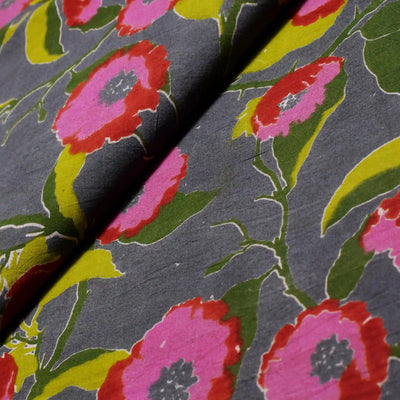 Kalamkari screen print cotton fabric with quirky Andhra-inspired motifs