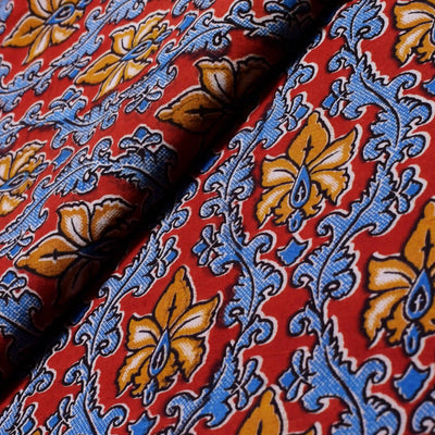 Kalamkari screen print cotton fabric with quirky Andhra-inspired motifs