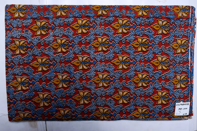 Kalamkari screen print cotton fabric with quirky Andhra-inspired motifs