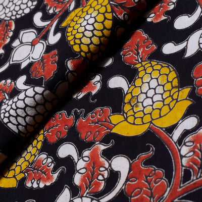 Kalamkari screen print cotton fabric with quirky Andhra-inspired motifs