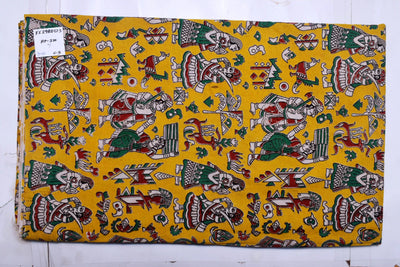 Kalamkari screen print cotton fabric with quirky Andhra-inspired motifs