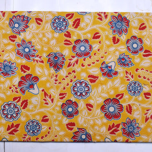 Kalamkari screen print cotton fabric with quirky Andhra-inspired motifs