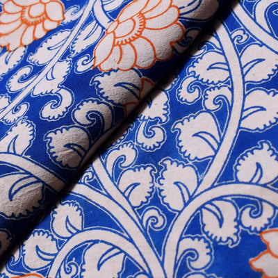 Kalamkari screen print cotton fabric with quirky Andhra-inspired motifs