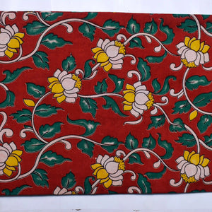 Kalamkari screen print cotton fabric with quirky Andhra-inspired motifs