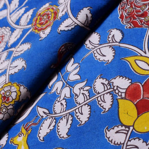 Kalamkari screen print cotton fabric with quirky Andhra-inspired motifs