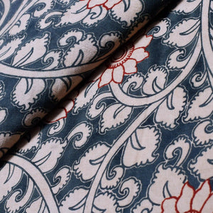 Kalamkari screen print cotton fabric with quirky Andhra-inspired motifs